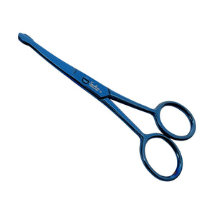 Sandbros Dog Grooming Scissors Curved Face & Paw Ball Tip Safety Shears Probe Curved 4.5 Inch Blue Coated