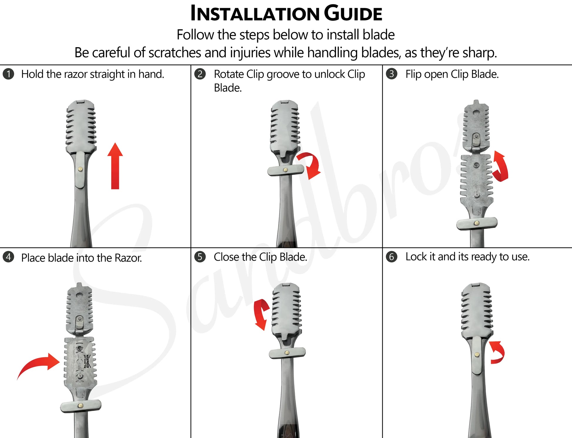 Blade installation guide in razors