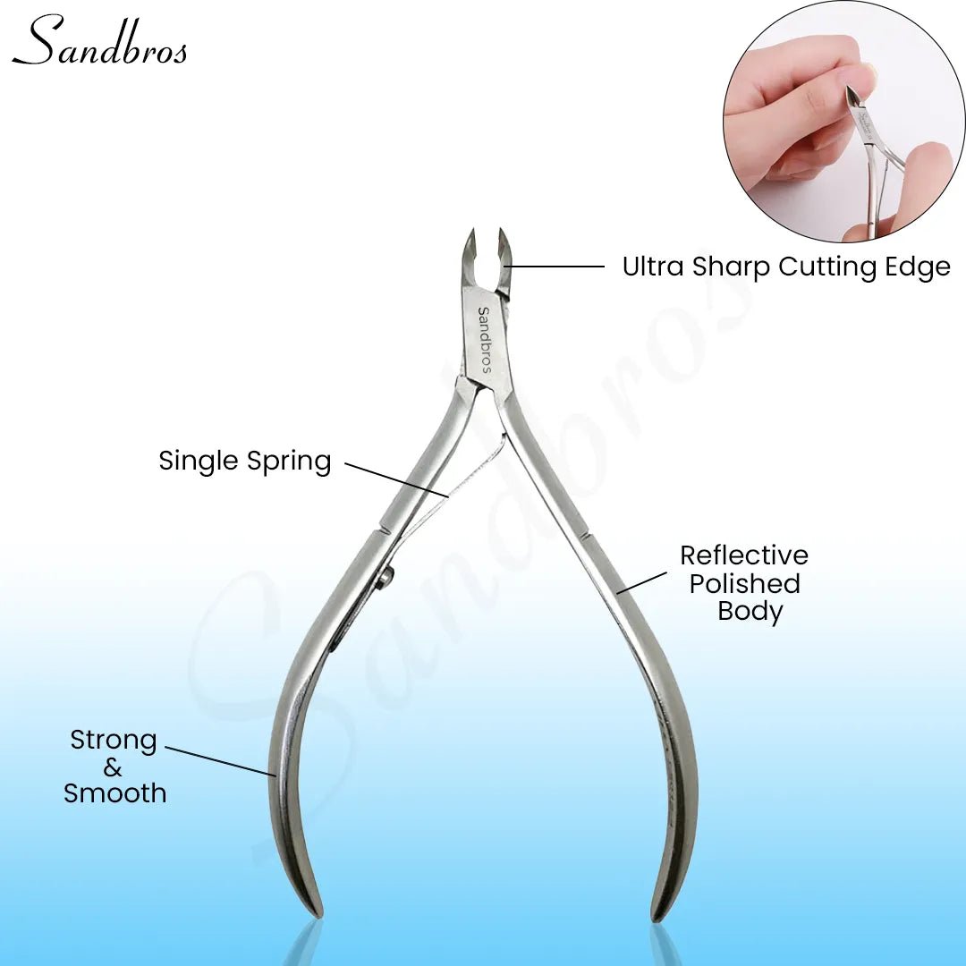 Cuticle NIPPERS, Stainless Steel Cuticle NIPPERS/Cutter/Clipper for Nail Art, CE06 4 inches Sandbros - Sandbros