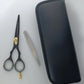 beautiful black moustache and beard trimming scissors with leather pouch