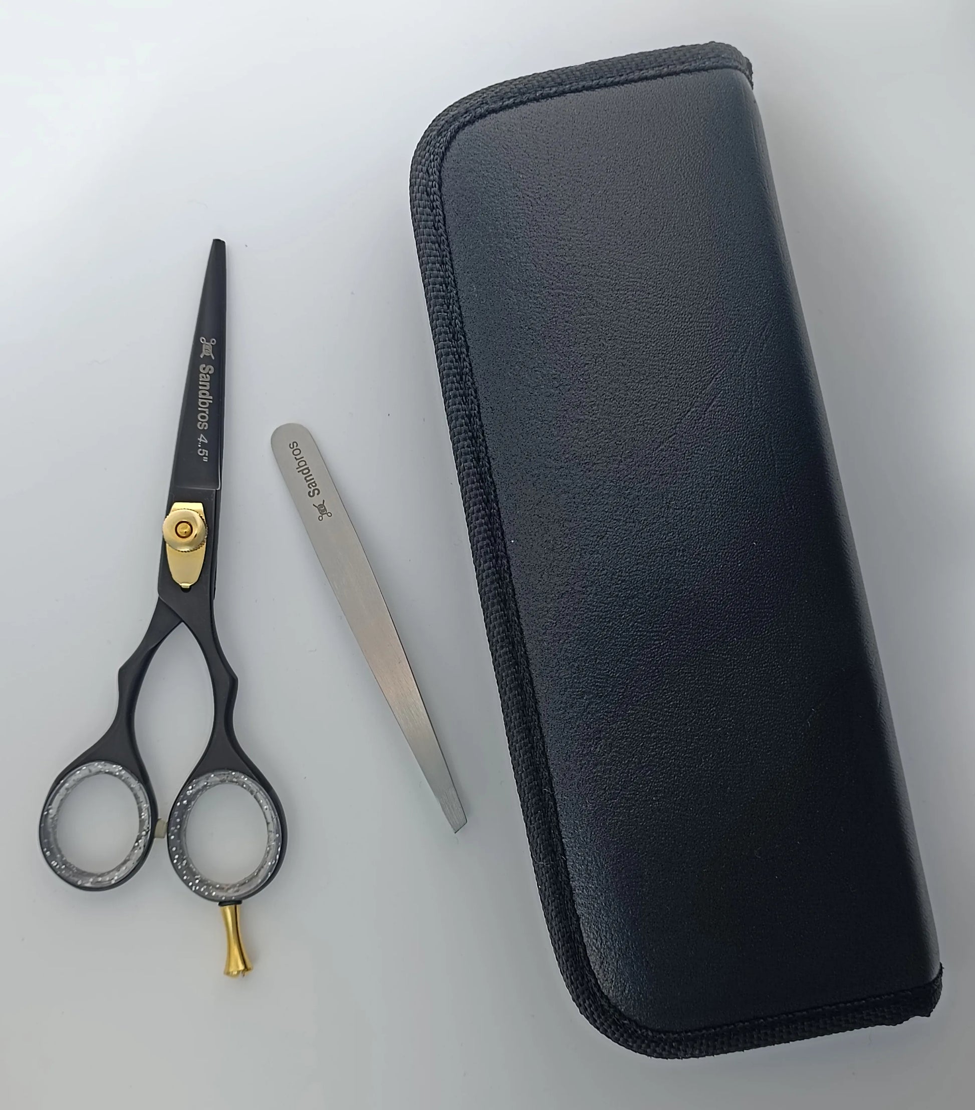 beautiful black moustache and beard trimming scissors with leather pouch