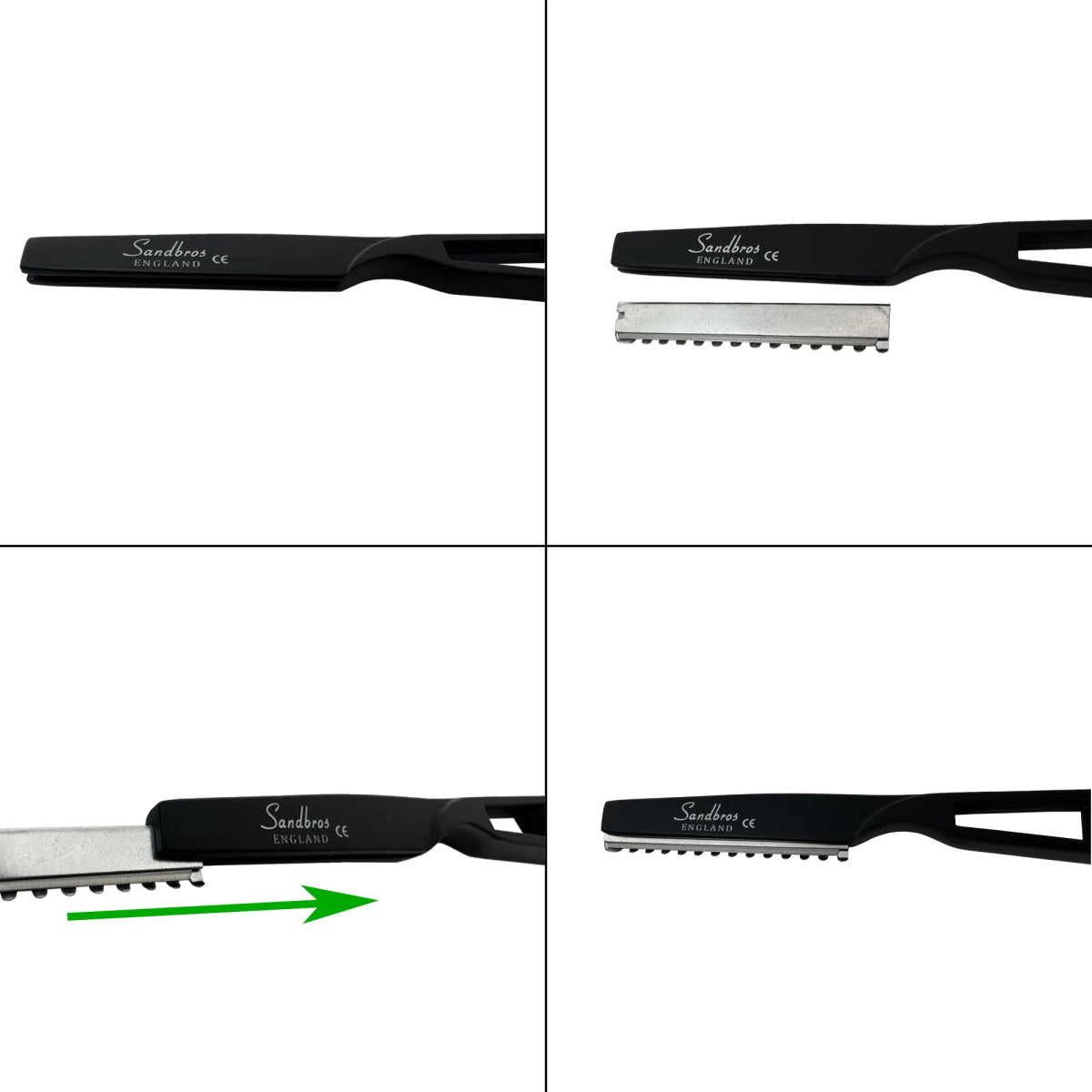 Hair Trimming, Thinning Razor with Straight Sleek Black Handy Design - Sandbros