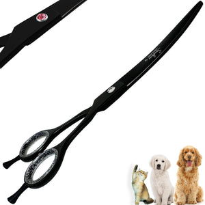 Large Black Curved Dog Grooming Scissors - Sandbros