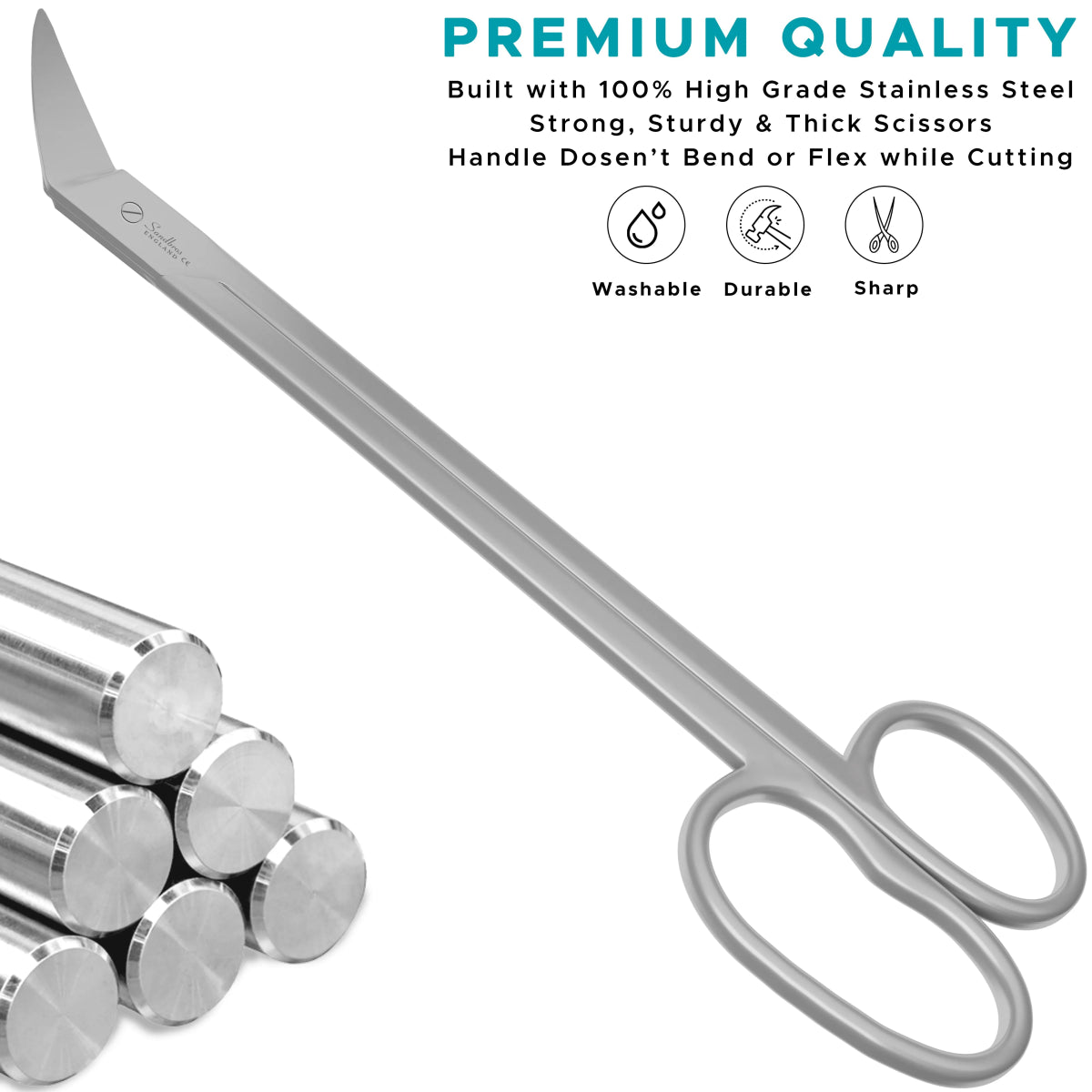 Long Handled Toe Nail Scissors For Easy Reach, Best for Elderly & Backpain - Sandbros