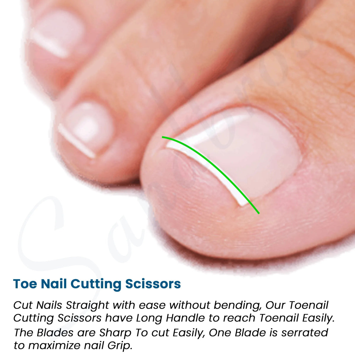 Long Handled Toe Nail Scissors For Easy Reach, Best for Elderly & Backpain - Sandbros