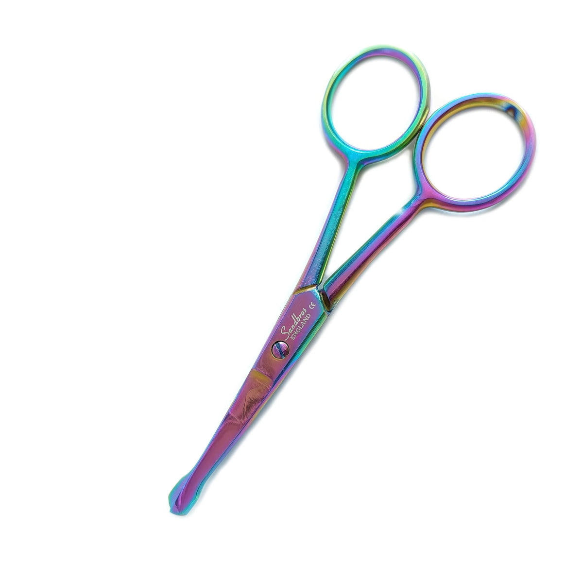 Multicolor Curved Dog Grooming Scissors for Face & Paw Ball Tip Safety Shears - Sandbros