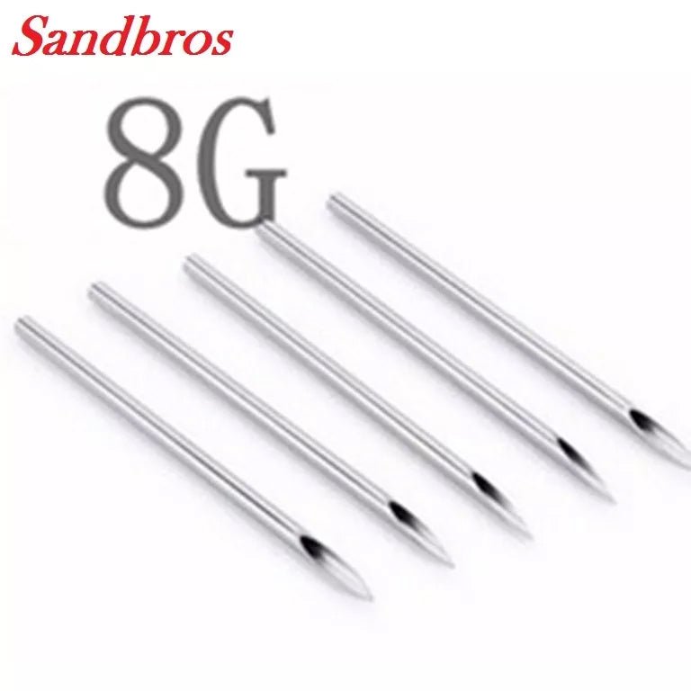 Needles for Body Piercing. Sterile Needles 6G, 8G, 10G, 12G, 13G, 14G, 15G, 16G, 18G, 20G - Sandbros