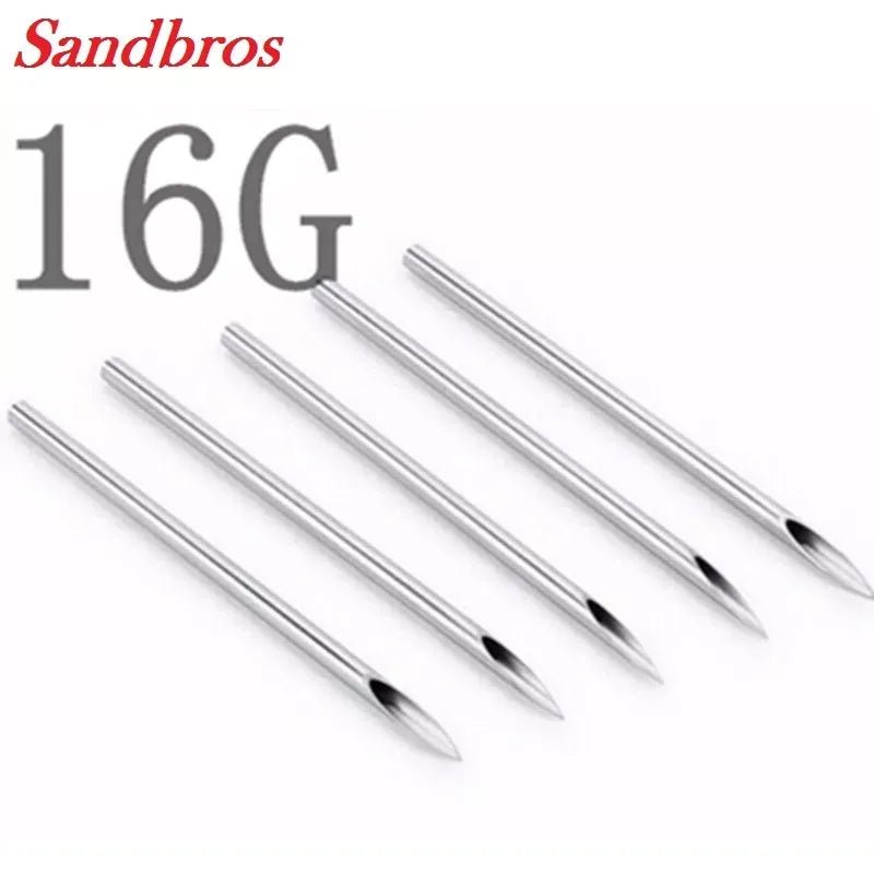 Needles for Body Piercing. Sterile Needles 6G, 8G, 10G, 12G, 13G, 14G, 15G, 16G, 18G, 20G - Sandbros