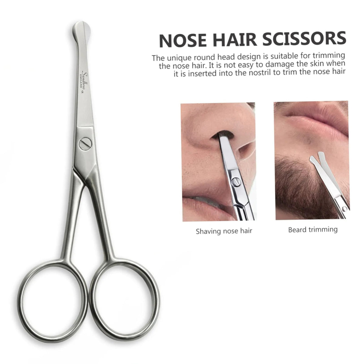 round tip safety scissors for nose hair trimming